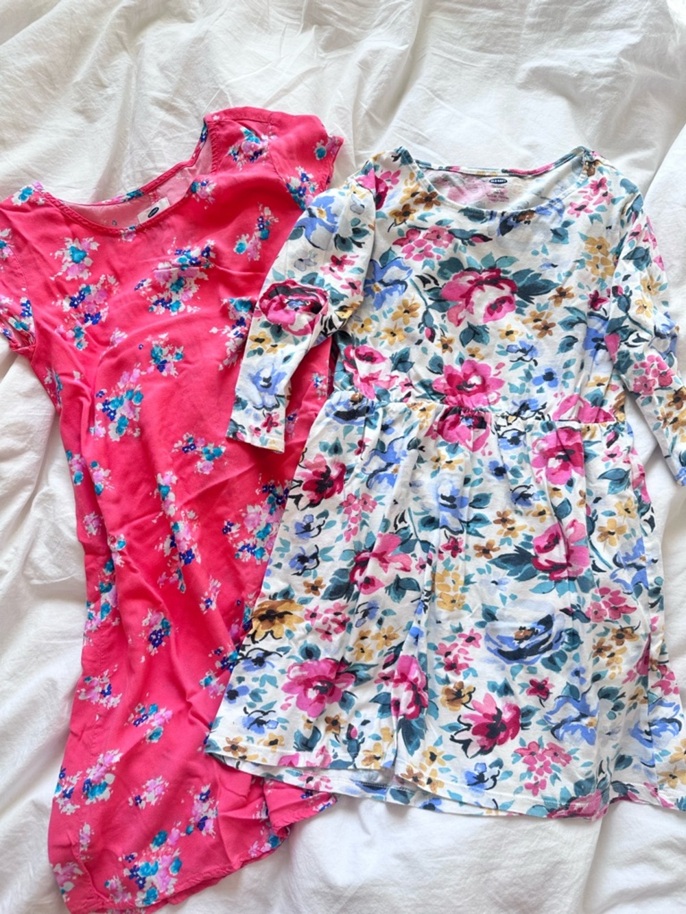 Old Navy Pink Floral Dresses with Blue and White Blooms